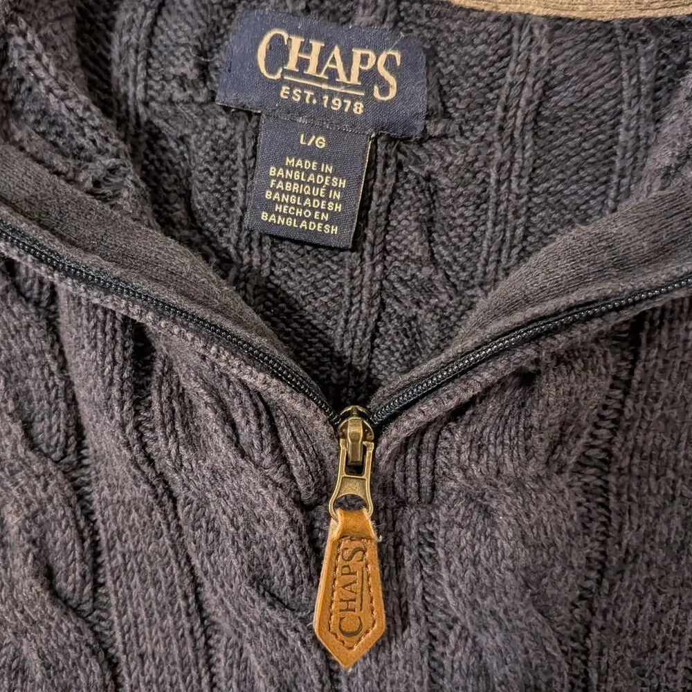 CHAPS Navy Blue Knit Pullover Half Zip Sweater